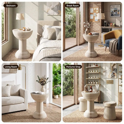 Artiss Paper End Table Honeycomb Coffee Table Foldable Round Bedside Side Table White 40x55cm - Image 8