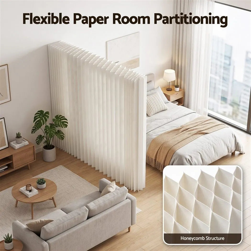 Artiss Paper Room Divider Folding Partition Screen Honeycomb Privacy Screen Freestanding 150cm White - Image 6