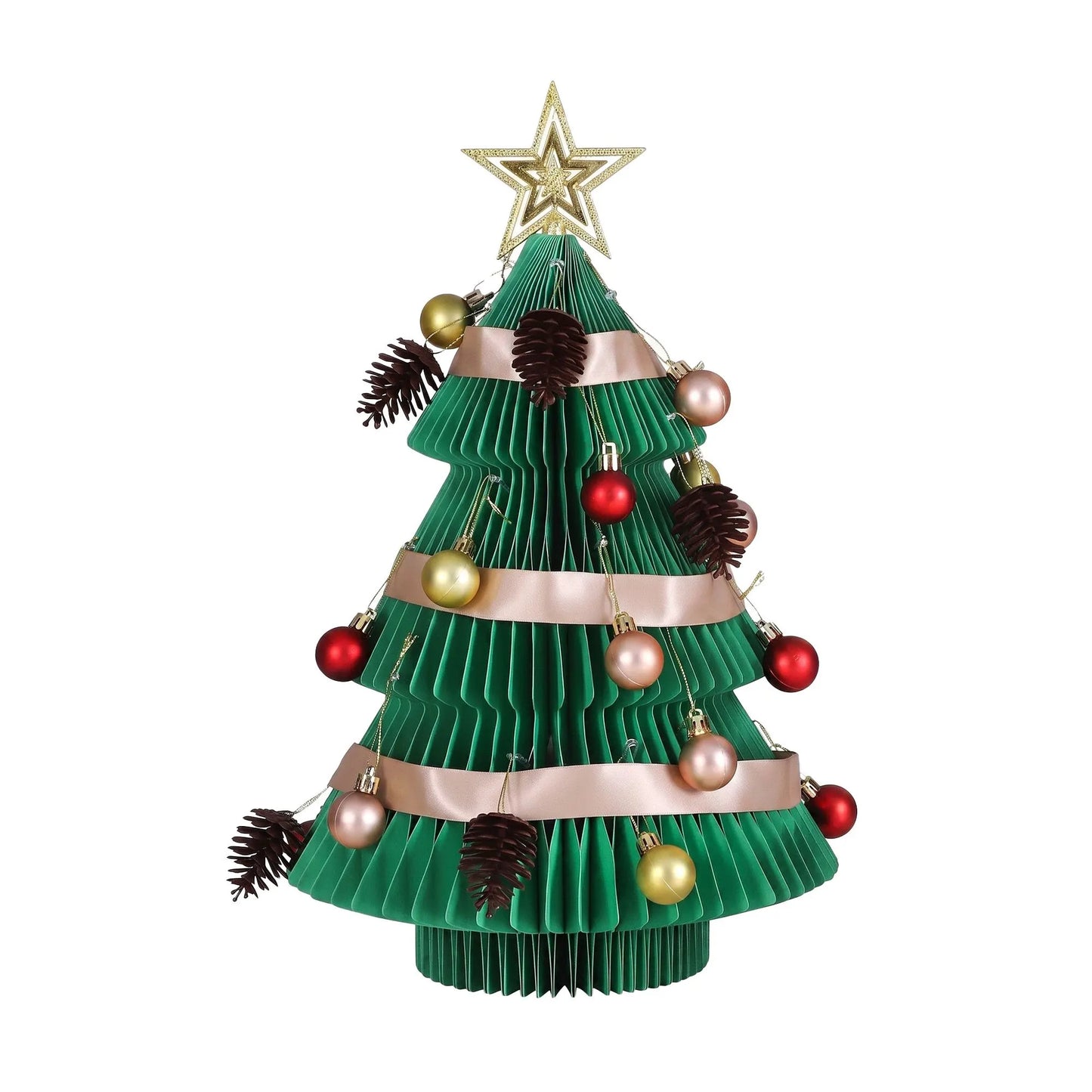 Jingle Jollys Paper Christmas Tree 47CM w/ Star Topper Xmas Decor Tabletop Green DIY Ornament Set - Image 2