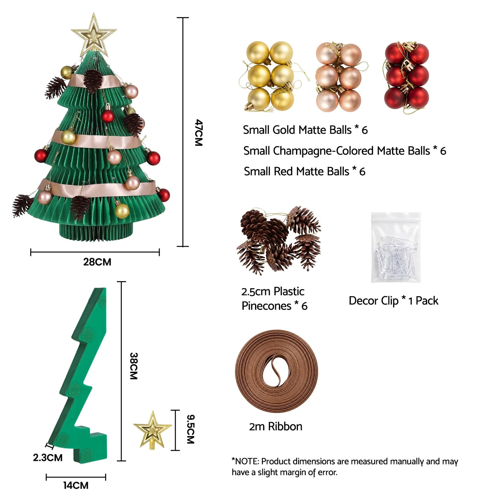Jingle Jollys Paper Christmas Tree 47CM w/ Star Topper Xmas Decor Tabletop Green DIY Ornament Set - Image 3