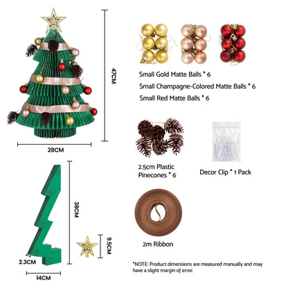 Jingle Jollys Paper Christmas Tree 47CM w/ Star Topper Xmas Decor Tabletop Green DIY Ornament Set - Image 3
