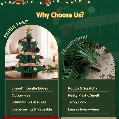 Jingle Jollys Paper Christmas Tree 47CM w/ Star Topper Xmas Decor Tabletop Green DIY Ornament Set - Image 6