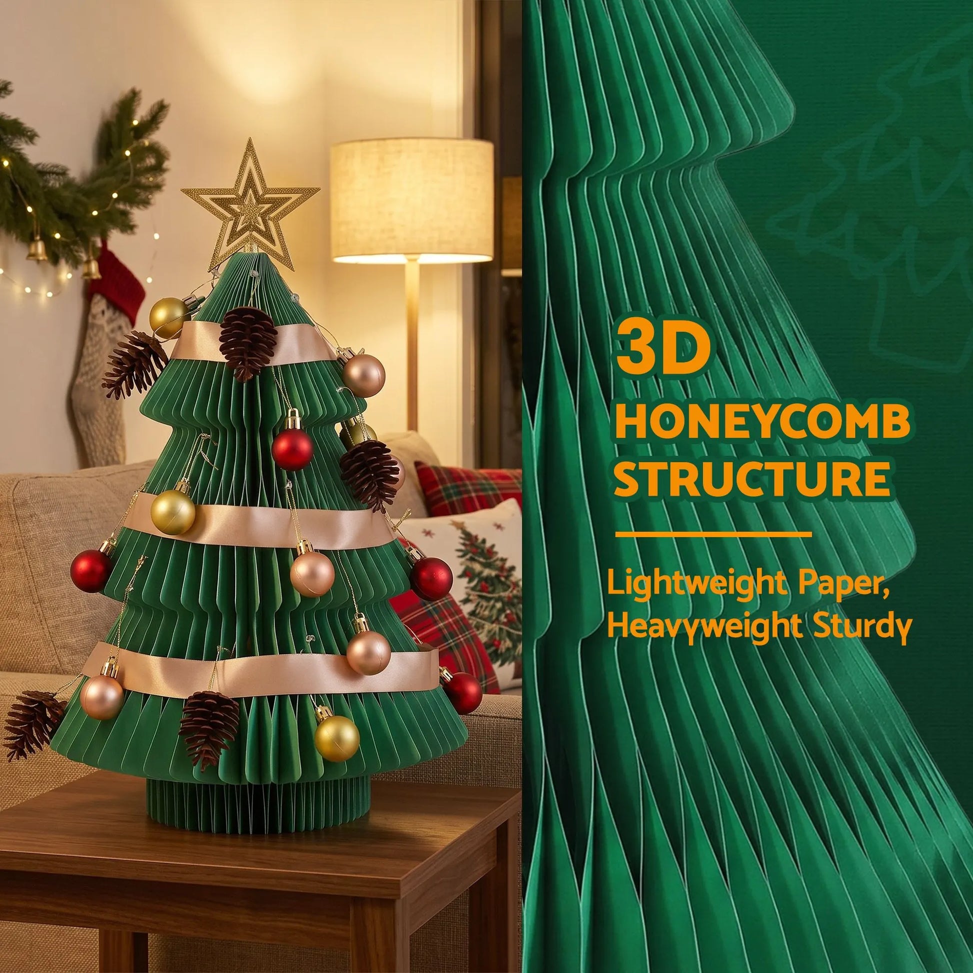 Jingle Jollys Paper Christmas Tree 47CM w/ Star Topper Xmas Decor Tabletop Green DIY Ornament Set - Image 8