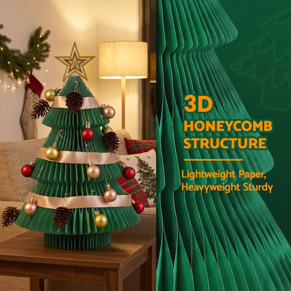 Jingle Jollys Paper Christmas Tree 47CM w/ Star Topper Xmas Decor Tabletop Green DIY Ornament Set - Image 8