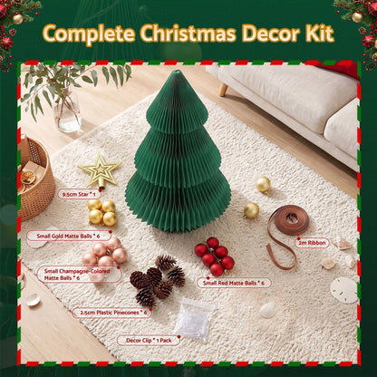 Jingle Jollys Paper Christmas Tree 47CM w/ Star Topper Xmas Decor Tabletop Green DIY Ornament Set - Image 9