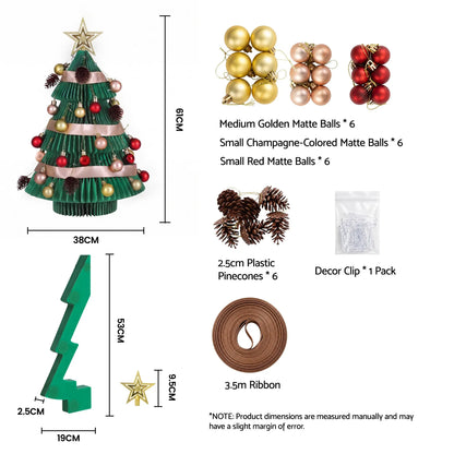 Jingle Jollys Paper Christmas Tree 61CM w/ Star Topper Xmas Decor Tabletop Green DIY Ornament Set - Image 3