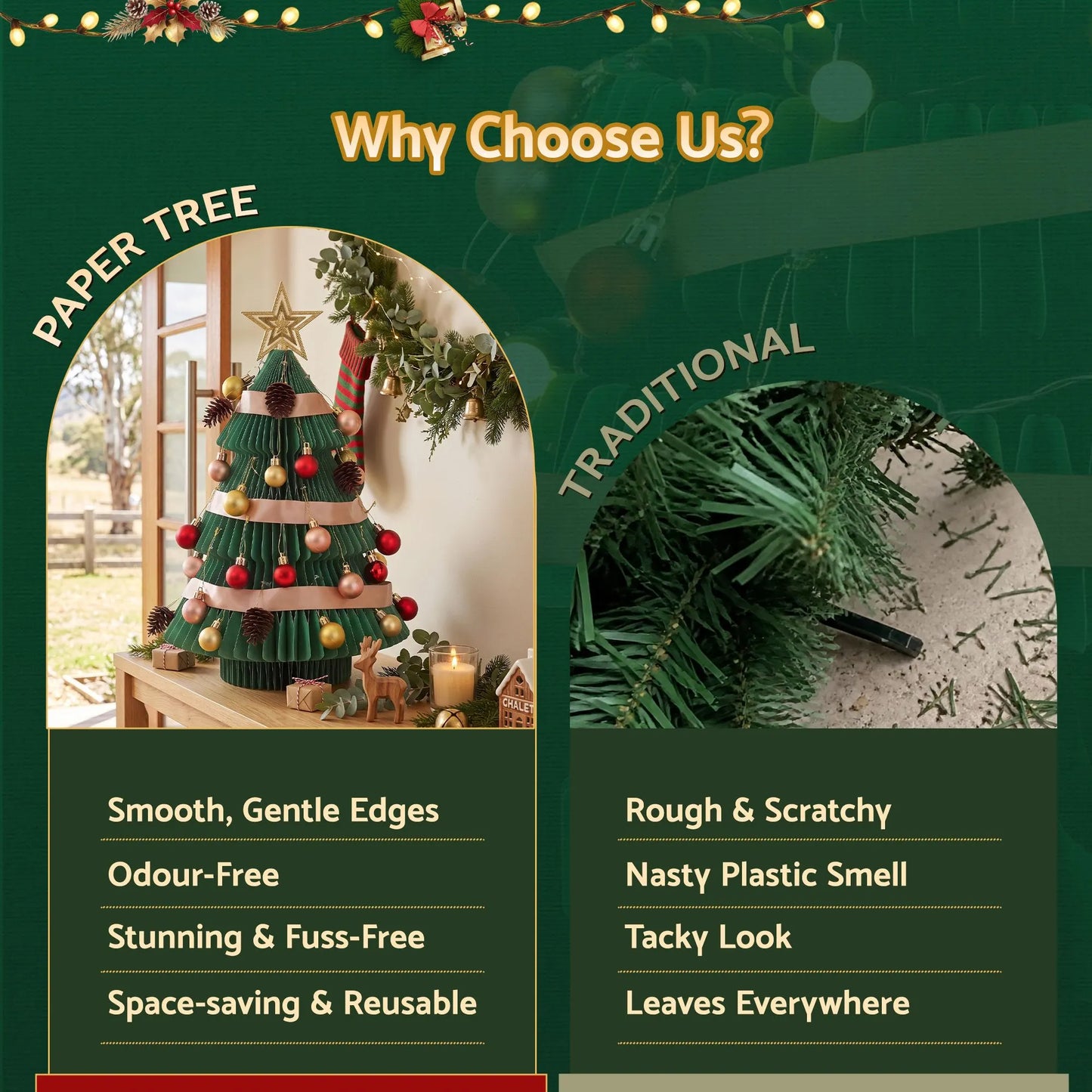 Jingle Jollys Paper Christmas Tree 61CM w/ Star Topper Xmas Decor Tabletop Green DIY Ornament Set - Image 6