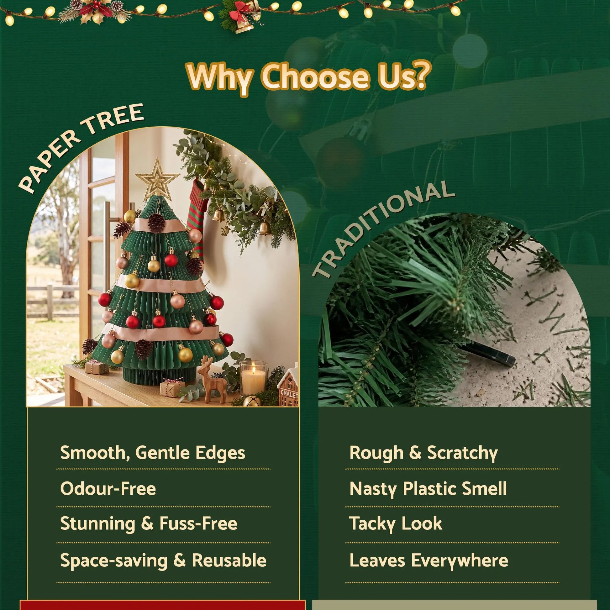 Jingle Jollys Paper Christmas Tree 61CM w/ Star Topper Xmas Decor Tabletop Green DIY Ornament Set - Image 6