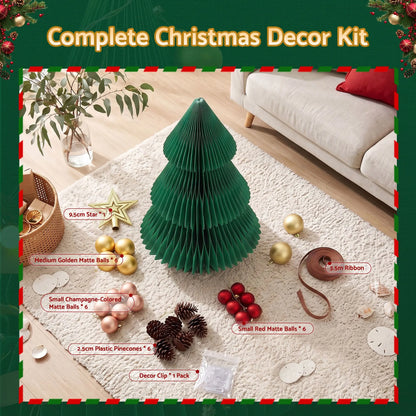 Jingle Jollys Paper Christmas Tree 61CM w/ Star Topper Xmas Decor Tabletop Green DIY Ornament Set - Image 9