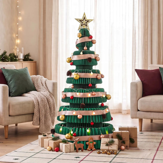 Jingle Jollys 111cm Christmas Tree Decoration with Lights Foldable Paper Tree