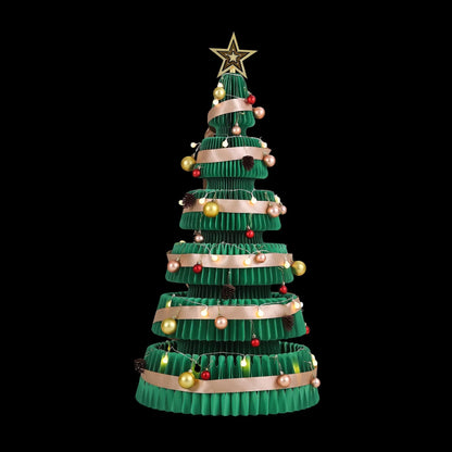 Jingle Jollys Paper Christmas Tree 111CM w/ Star Topper LEDs Xmas Decorations Kit Home Office Green - Image 2