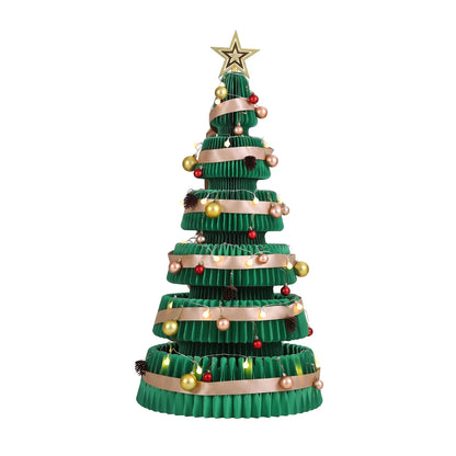 Jingle Jollys Paper Christmas Tree 111CM w/ Star Topper LEDs Xmas Decorations Kit Home Office Green - Image 5