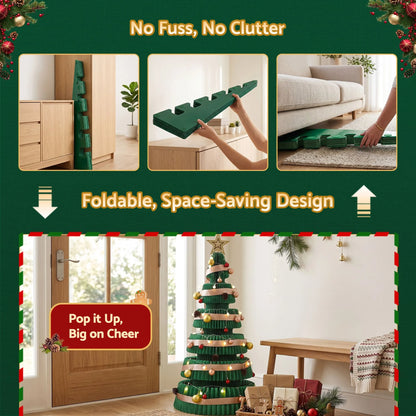 Jingle Jollys Paper Christmas Tree 111CM w/ Star Topper LEDs Xmas Decorations Kit Home Office Green - Image 6