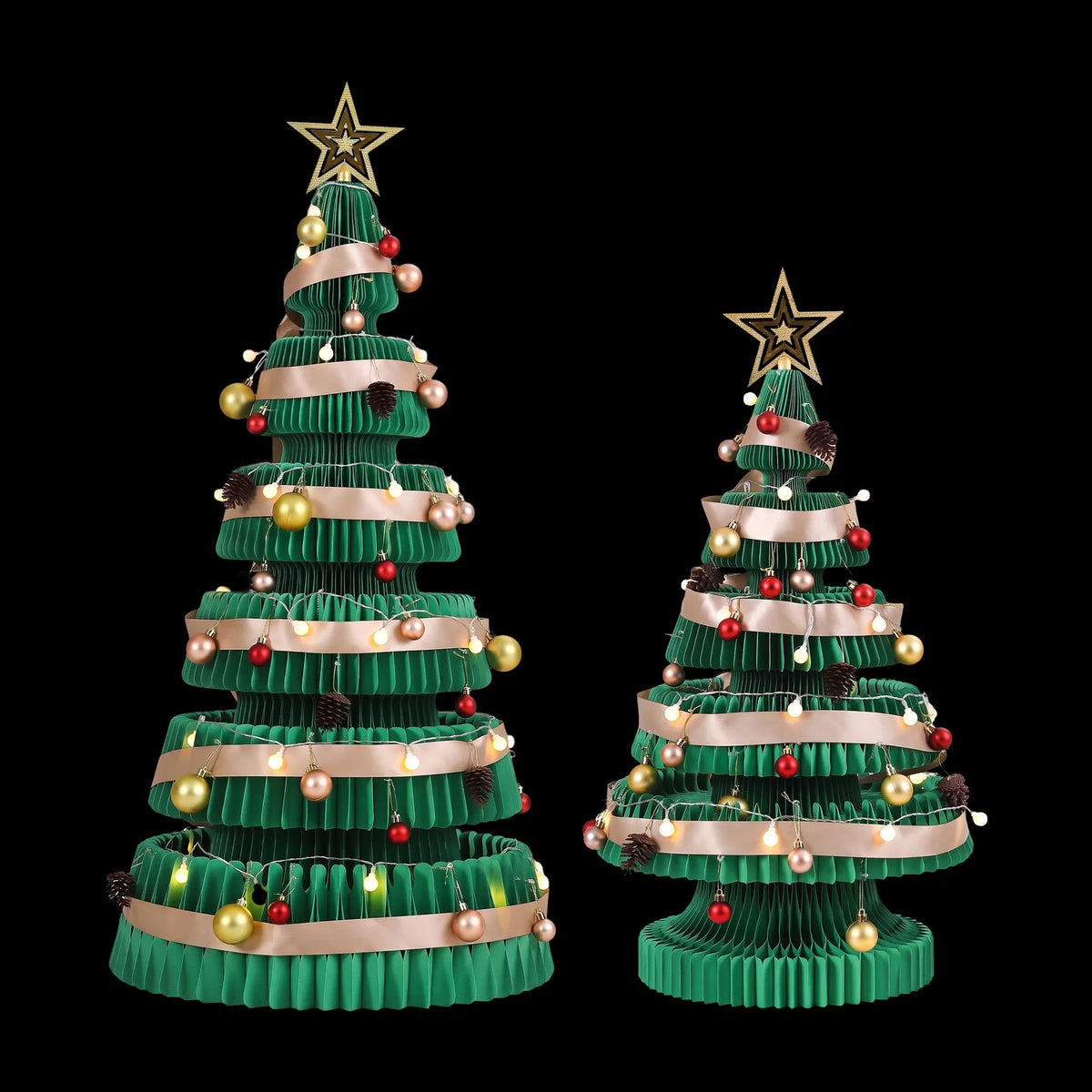 Jingle Jollys 3PCS Christmas Tree Decoration with Lights Foldable Easy Setup Tree - Image 2