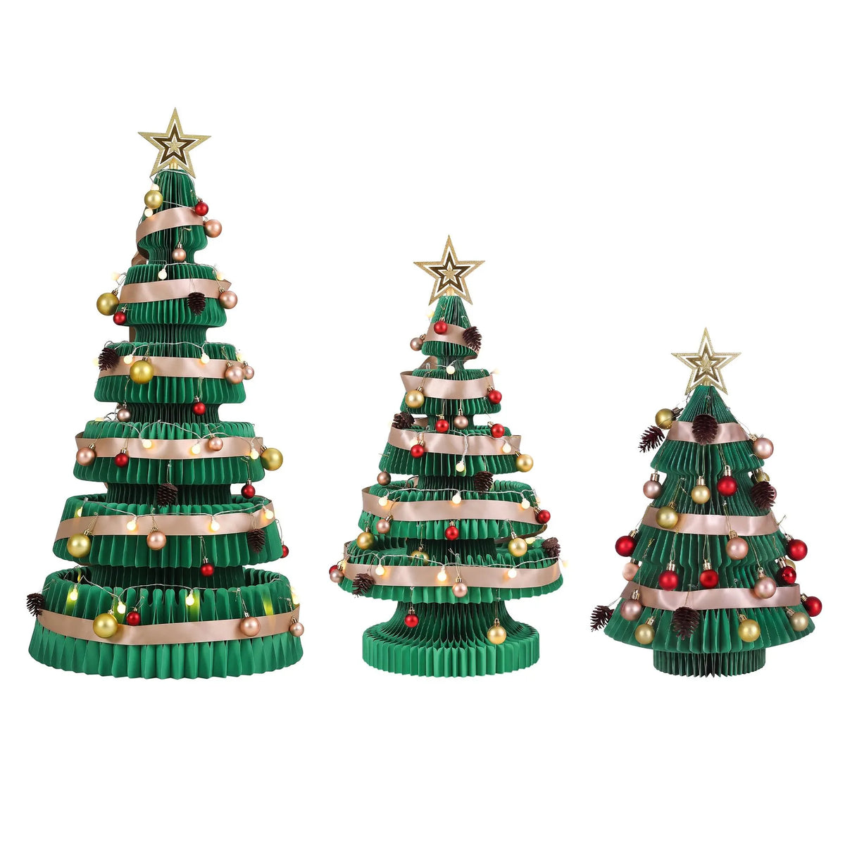 Jingle Jollys 3PCS Christmas Tree Decoration with Lights Foldable Easy Setup Tree - Image 4