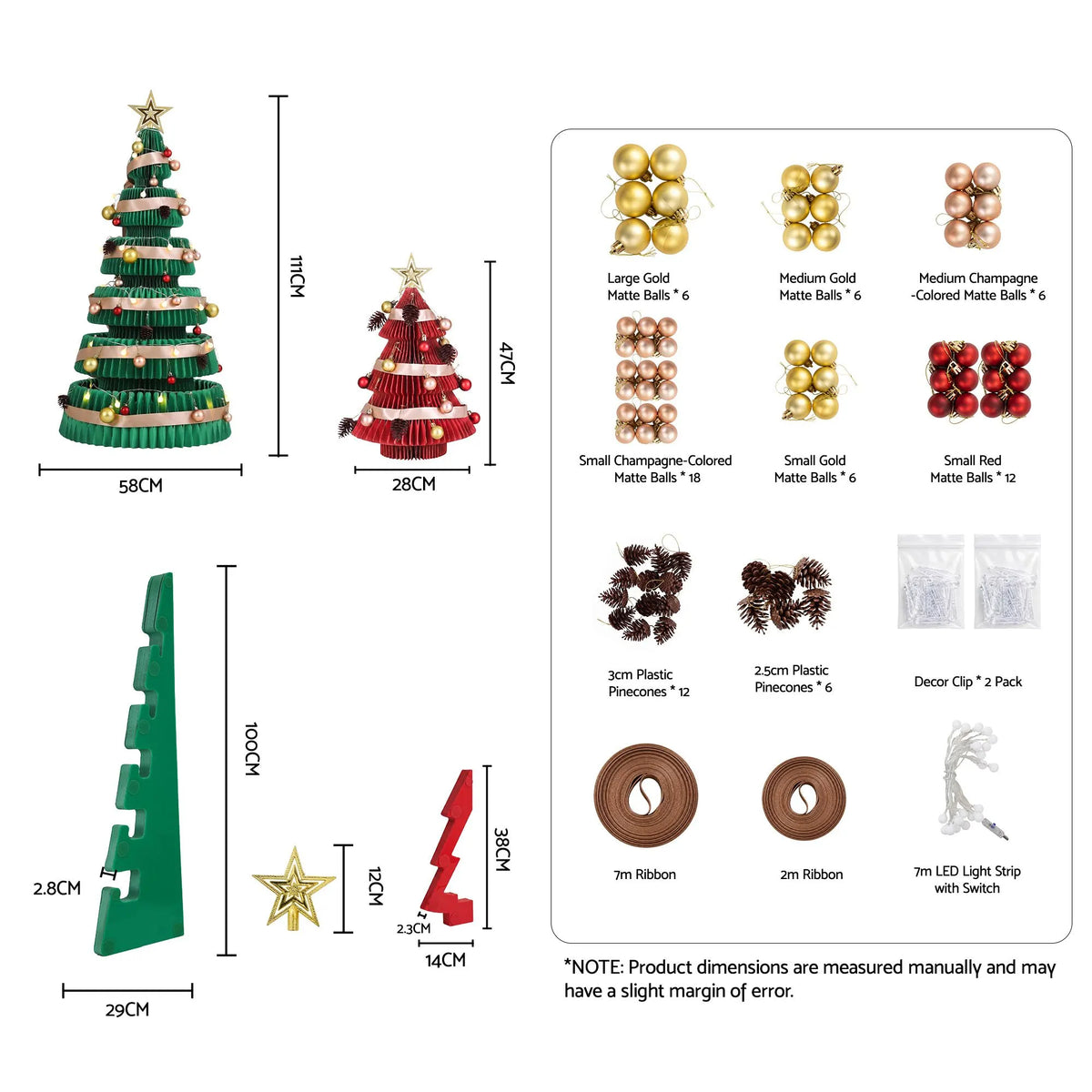 Jingle Jollys 47cm&111cm Christmas Tree Decoration Foldable Xmas Paper Tree - Image 3