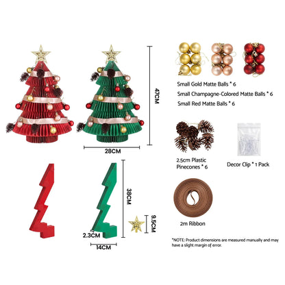 Jingle Jollys 2X Folding Christmas Tree 47CM Xmas Table Decorations Red&Green - Image 3