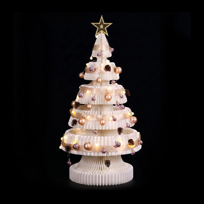Jingle Jollys Paper Christmas Tree 114CM w/ Star Topper LEDs Xmas Decorations Kit Home Office White - Image 2