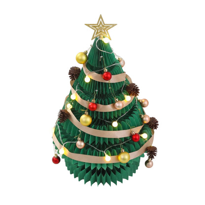Jingle Jollys Paper Christmas Tree 62CM w/ Star Topper LEDs Xmas Decorations Kit Home Office Green - Image 3