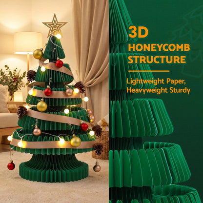 Jingle Jollys Paper Christmas Tree 62CM w/ Star Topper LEDs Xmas Decorations Kit Home Office Green - Image 8