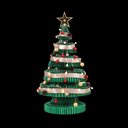 Jingle Jollys Paper Christmas Tree 87CM w/ Star Topper LEDs Xmas Decorations Kit Home Office Green - Image 2