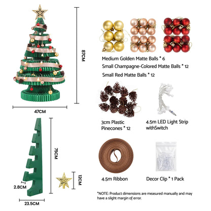 Jingle Jollys Paper Christmas Tree 87CM w/ Star Topper LEDs Xmas Decorations Kit Home Office Green - Image 3