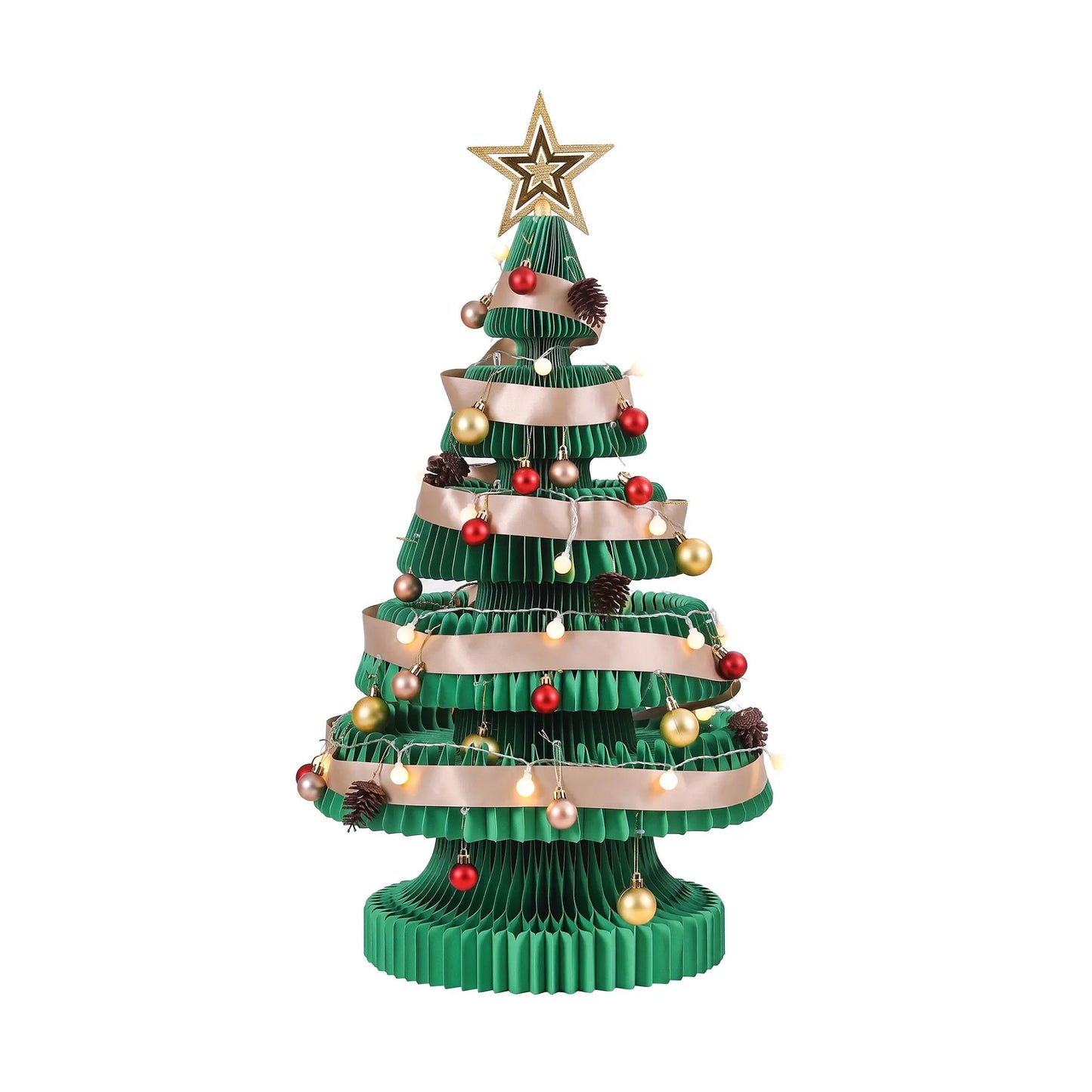Jingle Jollys Paper Christmas Tree 87CM w/ Star Topper LEDs Xmas Decorations Kit Home Office Green - Image 5
