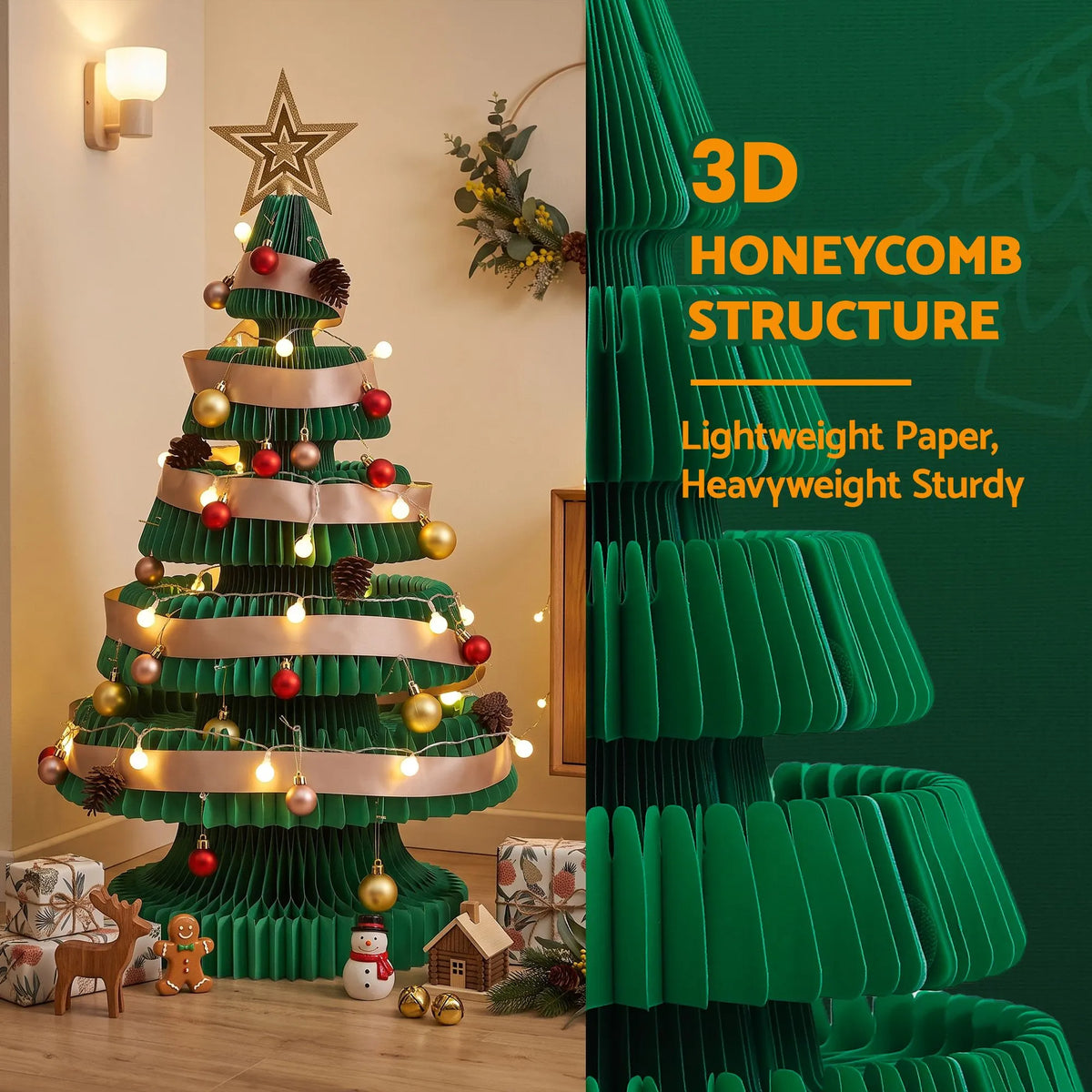 Jingle Jollys 87cm Foldable Christmas Tree With Lights Pop Up Xmas Tree Decorations - Image 9