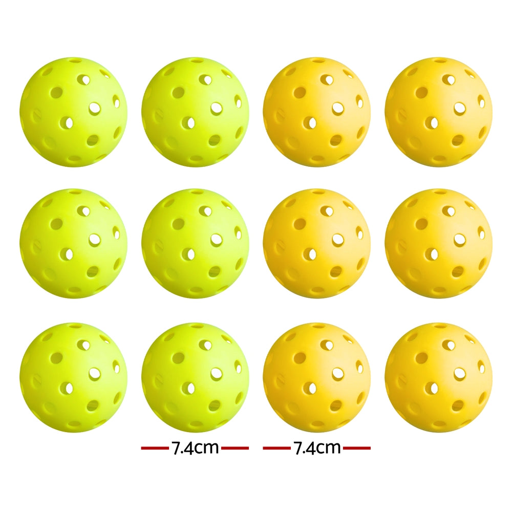 Everfit 12PC Pickleballs Set 40-Hole Design Indoor Outdoor Durable PE Balls Green/Yellow - Image 2