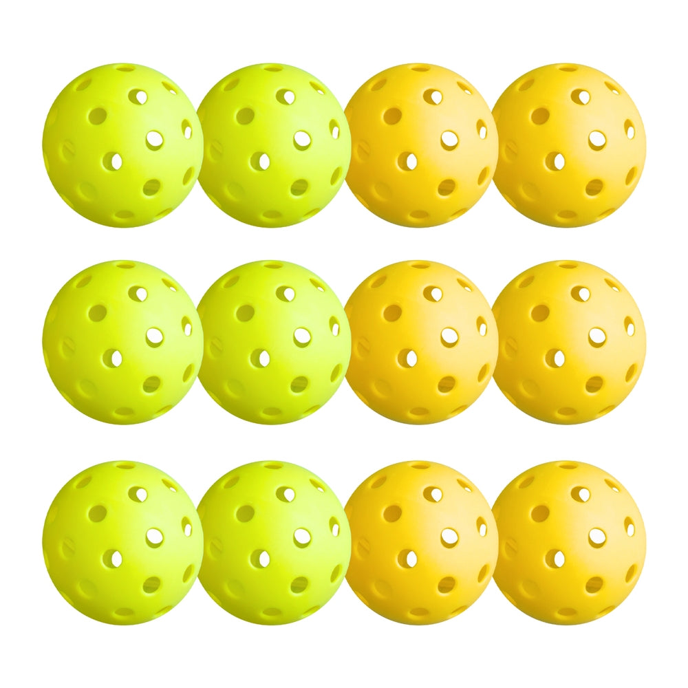 Everfit 12PC Pickleballs Set 40-Hole Design Indoor Outdoor Durable PE Balls Green/Yellow - Image 3