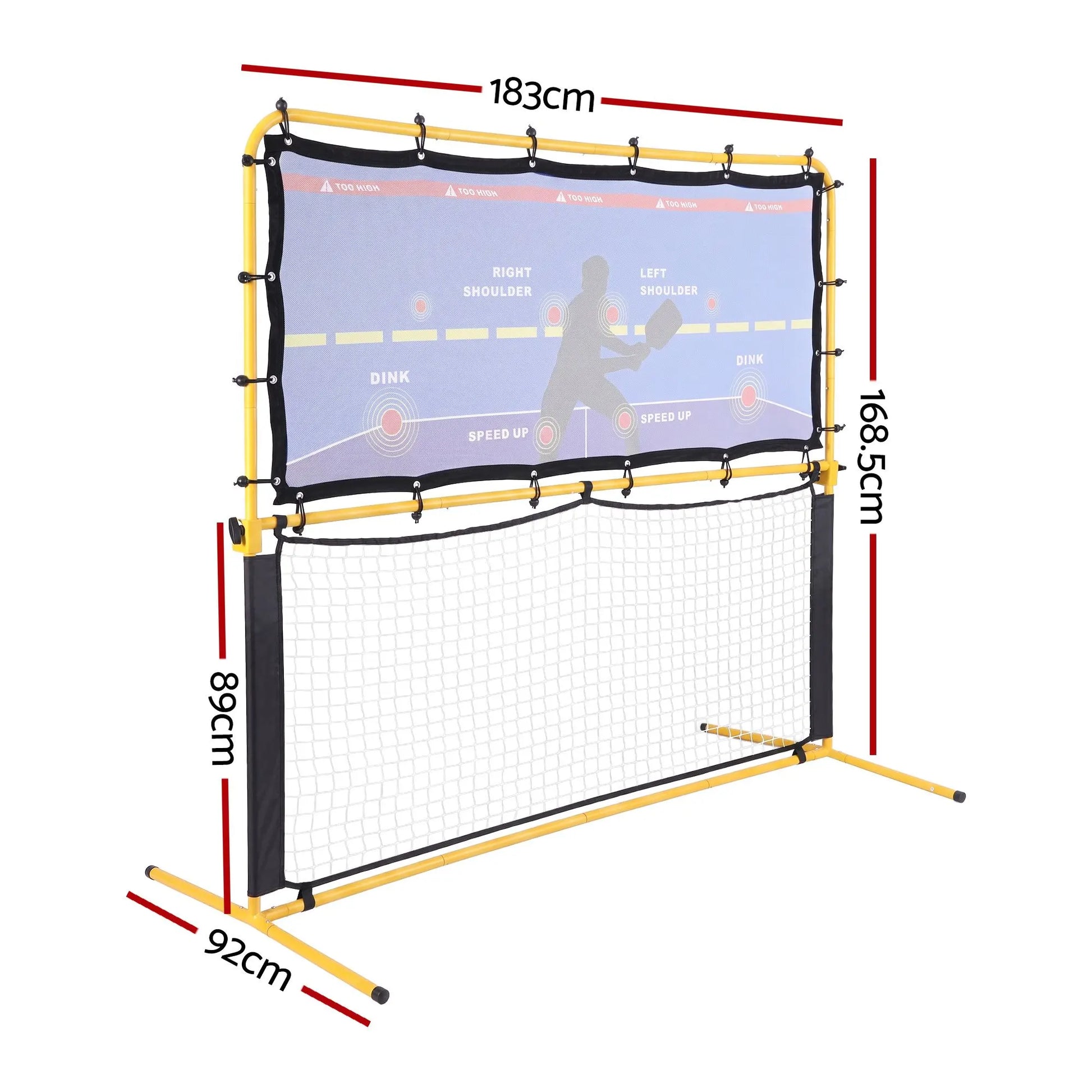 Everfit Pickleball Net Rebounder Portable Training Practice 6FT Black Yellow - Image 2