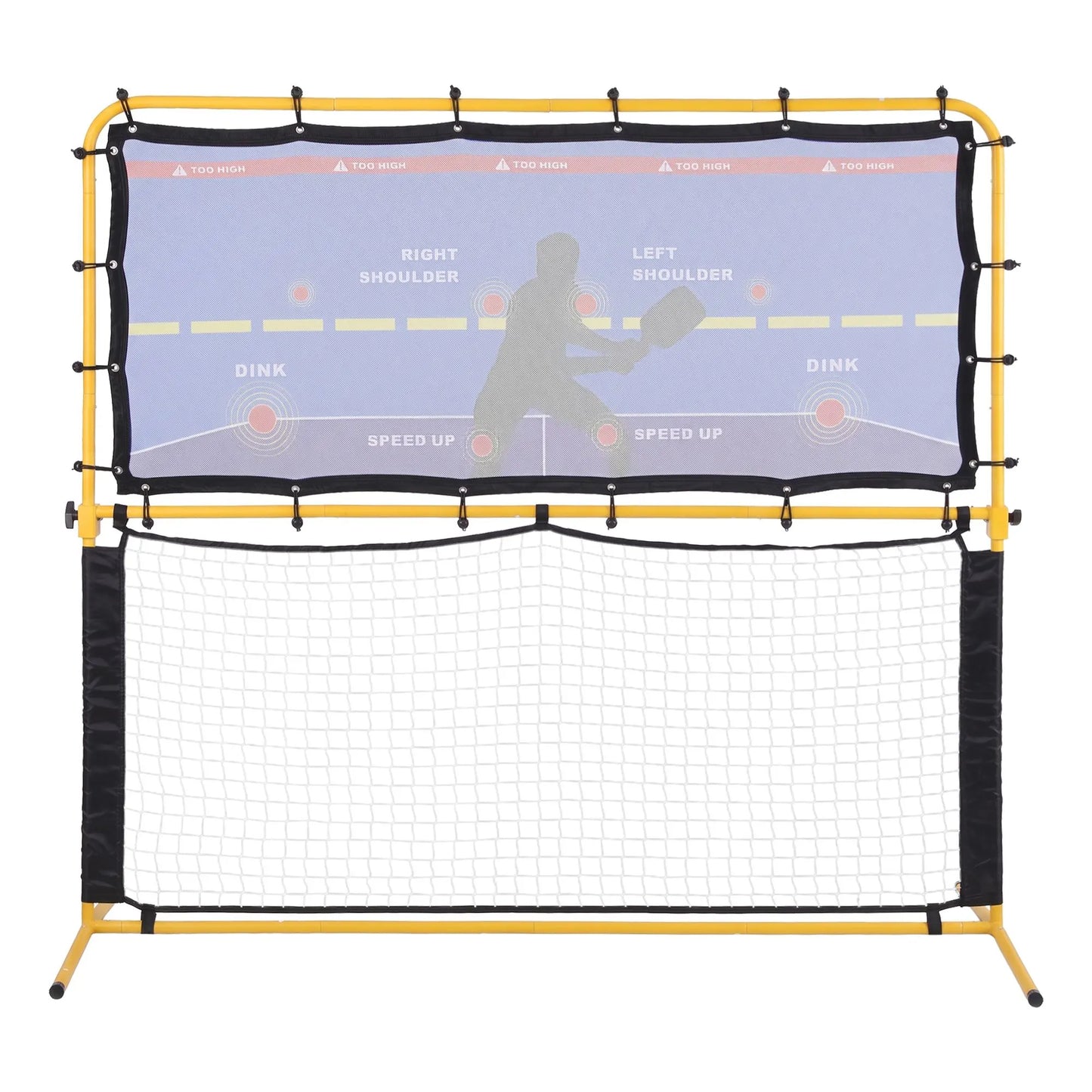Everfit Pickleball Net Rebounder Portable Training Practice 6FT Black Yellow - Image 3