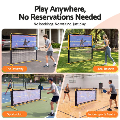 Everfit Pickleball Net Rebounder Portable Training Practice 6FT Black Yellow - Image 6