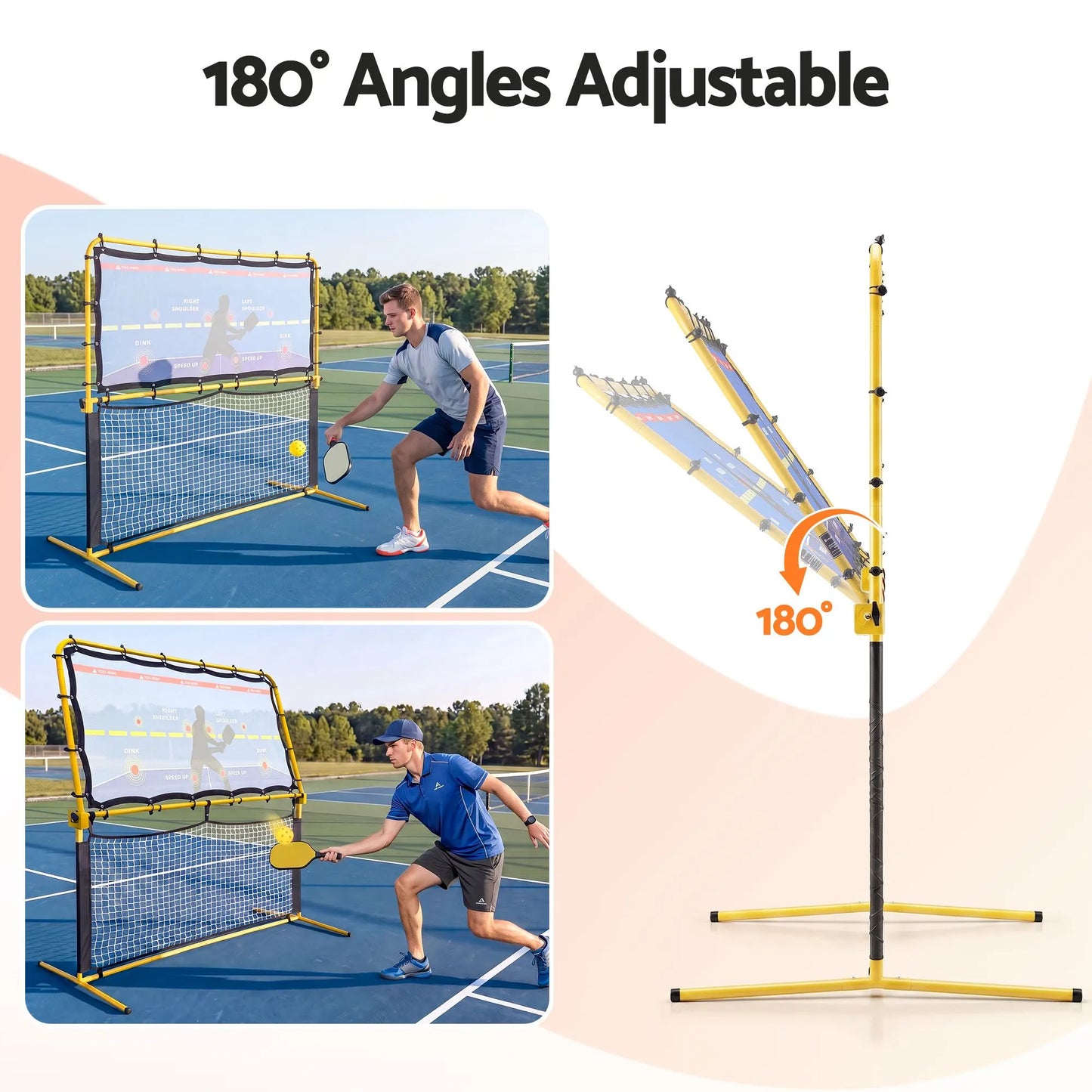 Everfit Pickleball Net Rebounder Portable Training Practice 6FT Black Yellow - Image 7