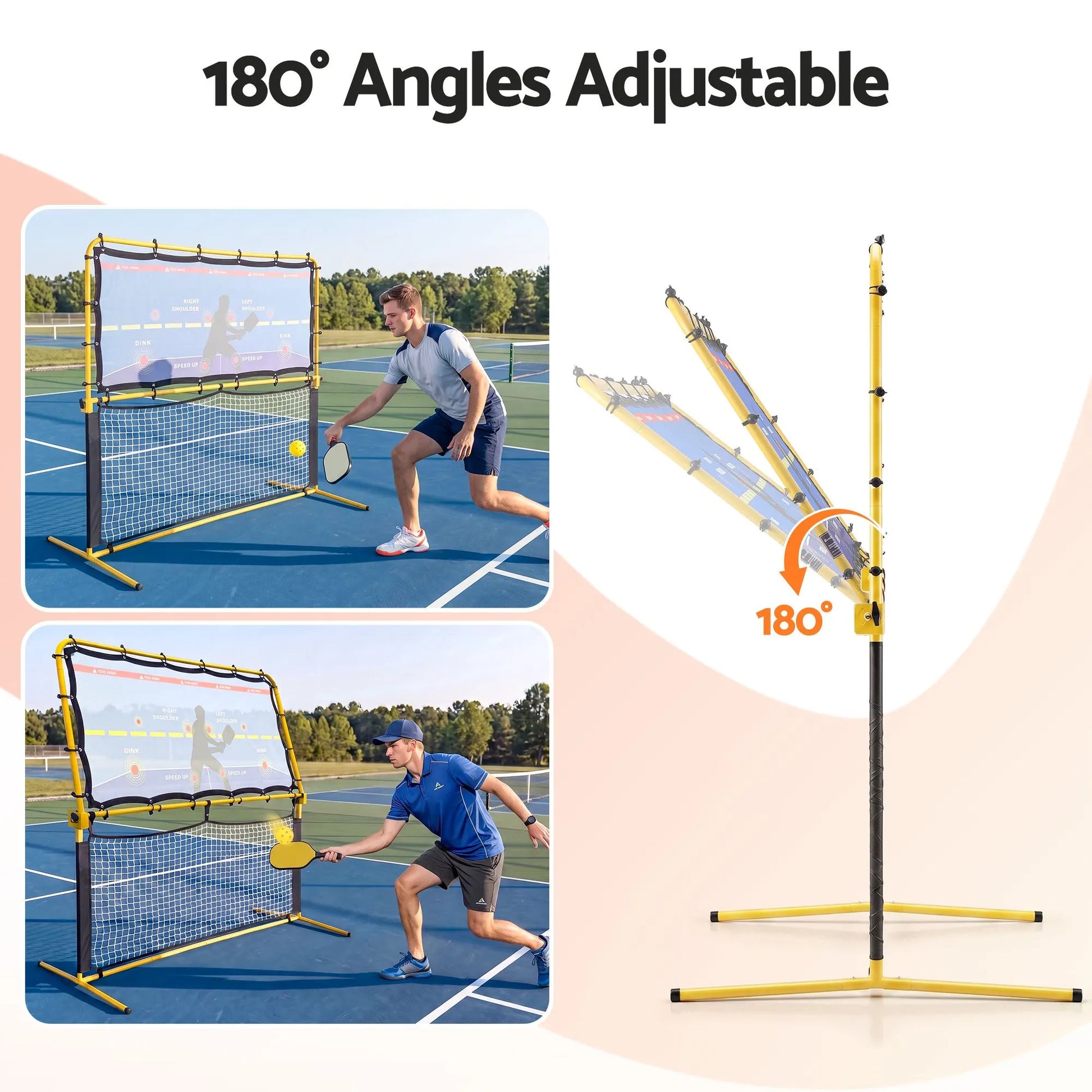 Everfit Pickleball Net Rebounder Portable Training Practice 6FT Black Yellow - Image 7