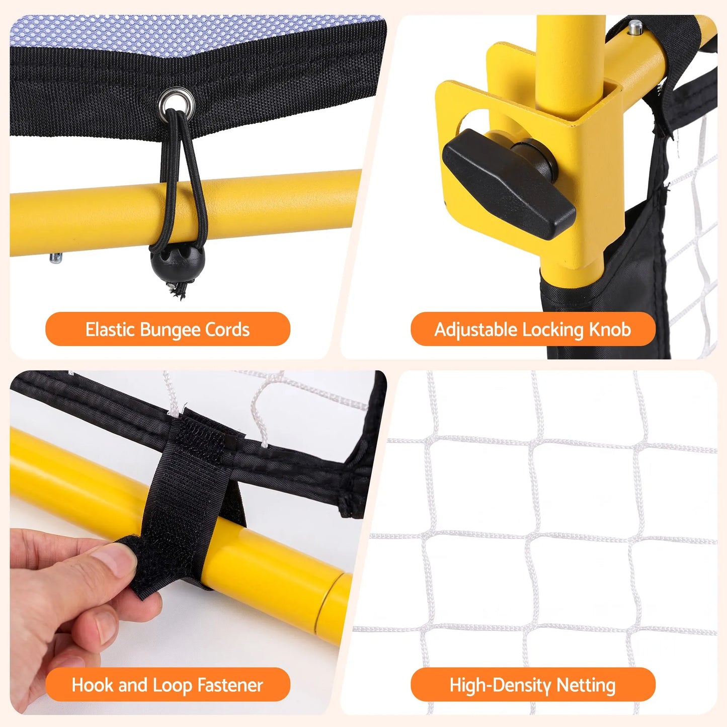 Everfit Pickleball Net Rebounder Portable Training Practice 6FT Black Yellow - Image 8