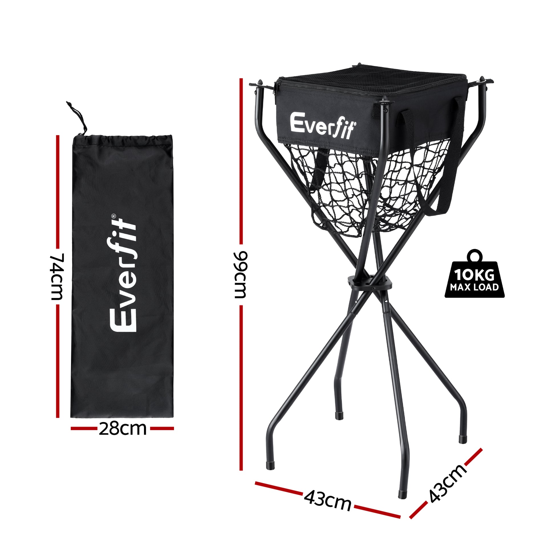 Everfit Portable Ball Cart Foldable Pickleball Tennis Baseball Softball - Image 2