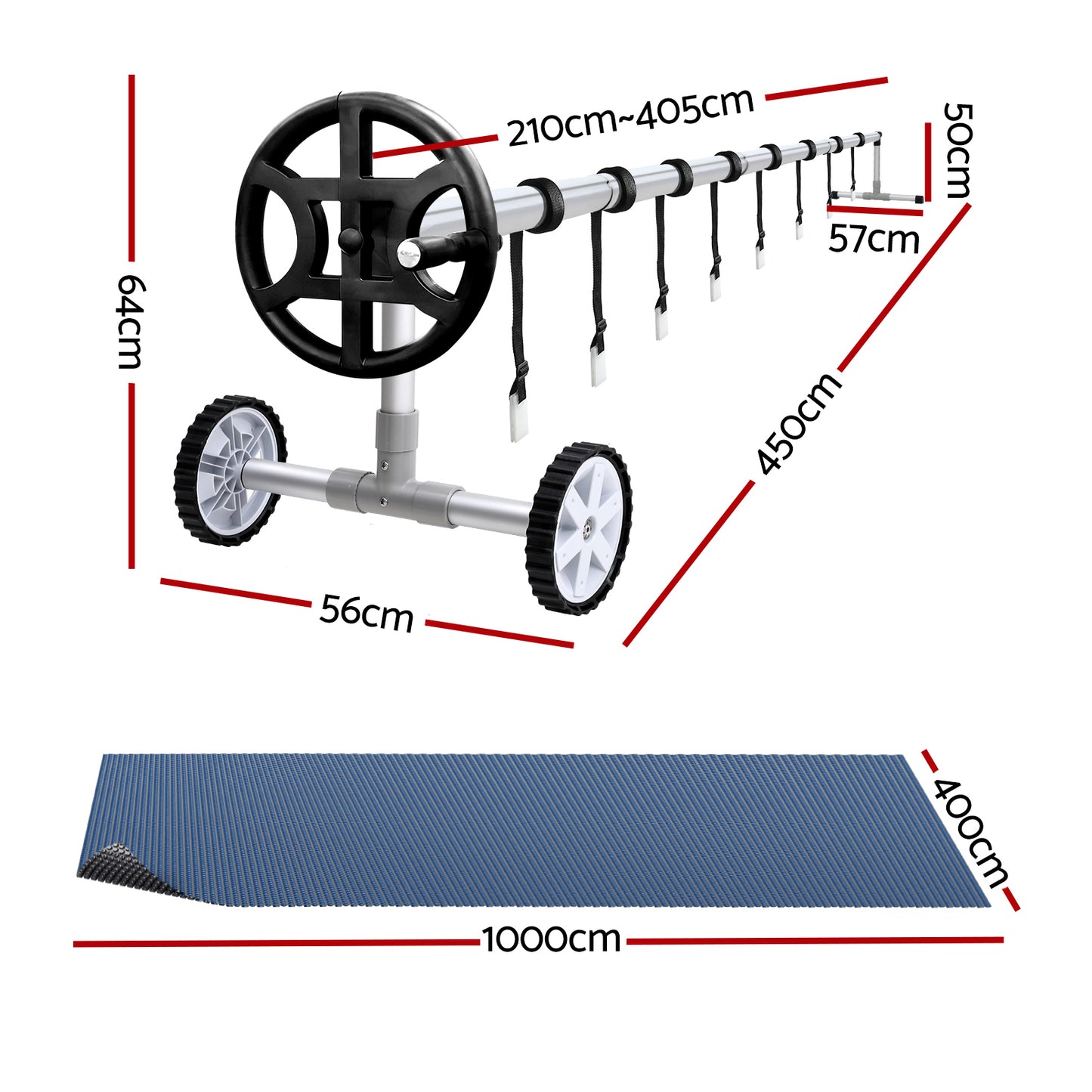 Aqua Buddy Pool Cover 600 Micron 10x4m w/ Roller 4m Swimming Pools Black Solar Blanket - Image 2