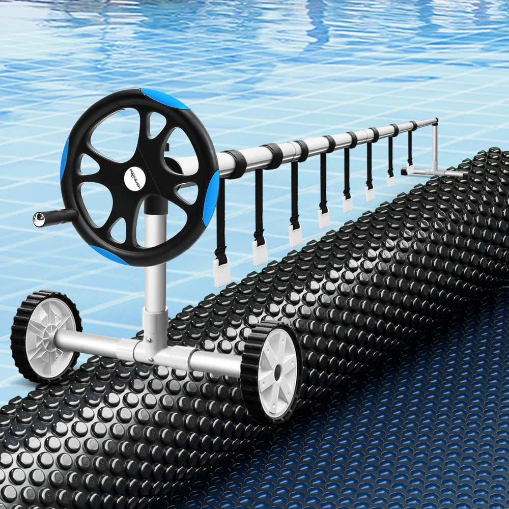 Aqua Buddy Pool Cover 600 Micron 10x4m w/ Roller 5.55m Black Solar Blanket - Image 7