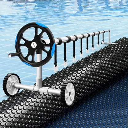 Aqua Buddy Pool Cover 600 Micron 10x4m w/ Roller 5.55m Black Solar Blanket - Image 7