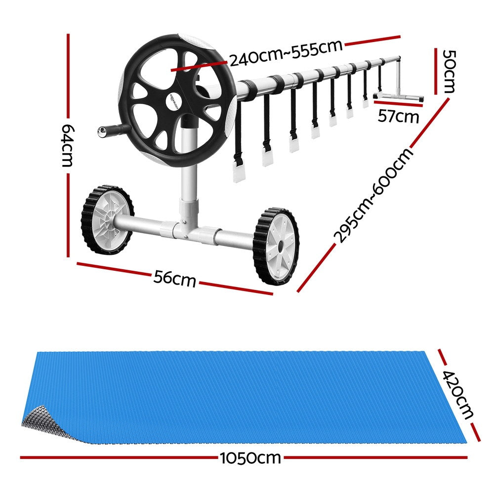 Aqua Buddy Pool Cover 600 Micron Solar Heat Blanket LDPE 10.5x4.2m w/ 5.55m Roller - Image 2
