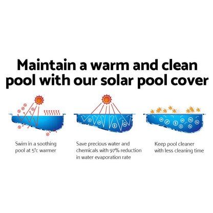 Aquabuddy Pool Cover 500 Micron 11x4.8m Swimming Pool Solar Blanket Blue Silver - Image 3