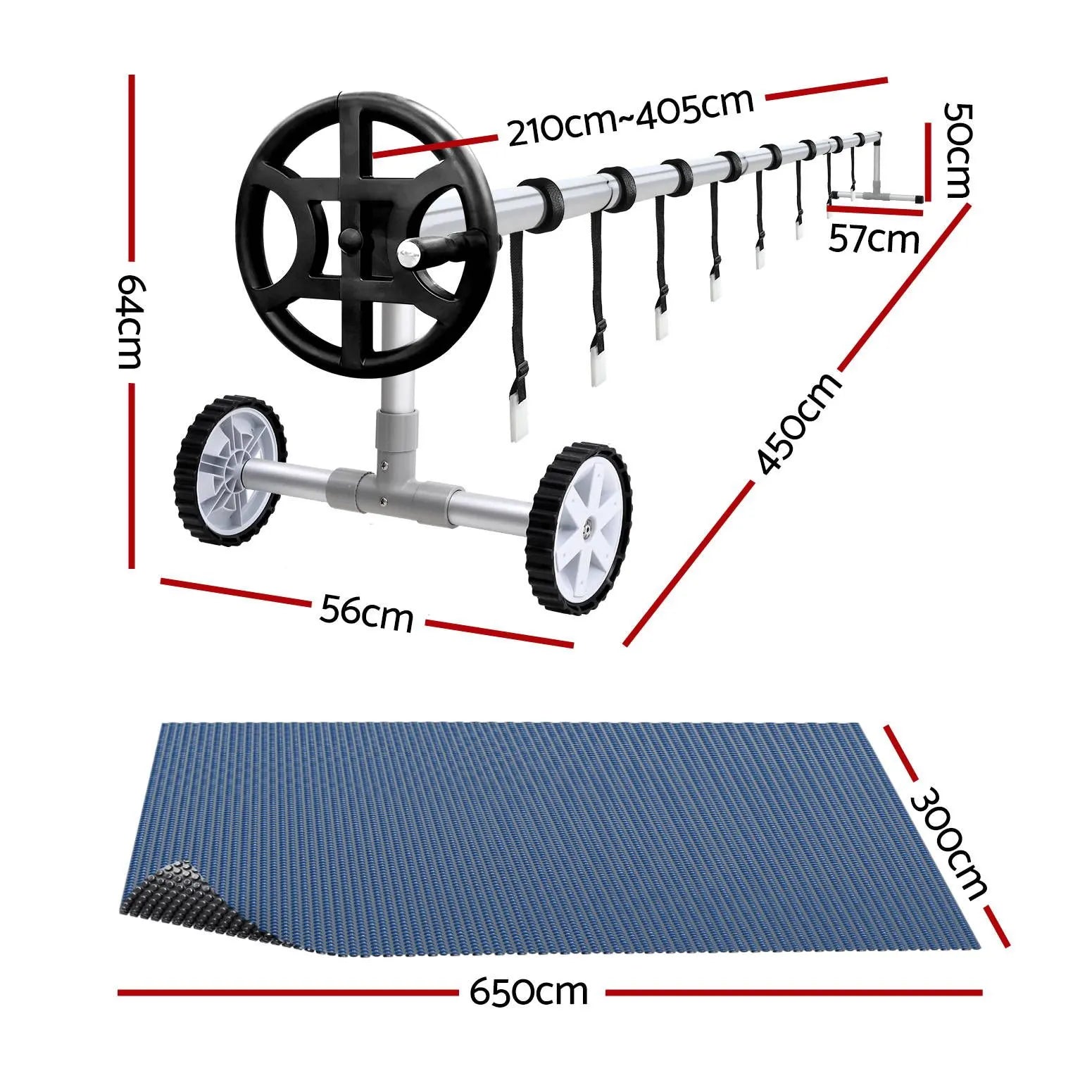 Aqua Buddy Pool Cover 500 Micron 6.5x3m w/ Roller 4m Swimming Pools Black Solar Blanket - Image 2