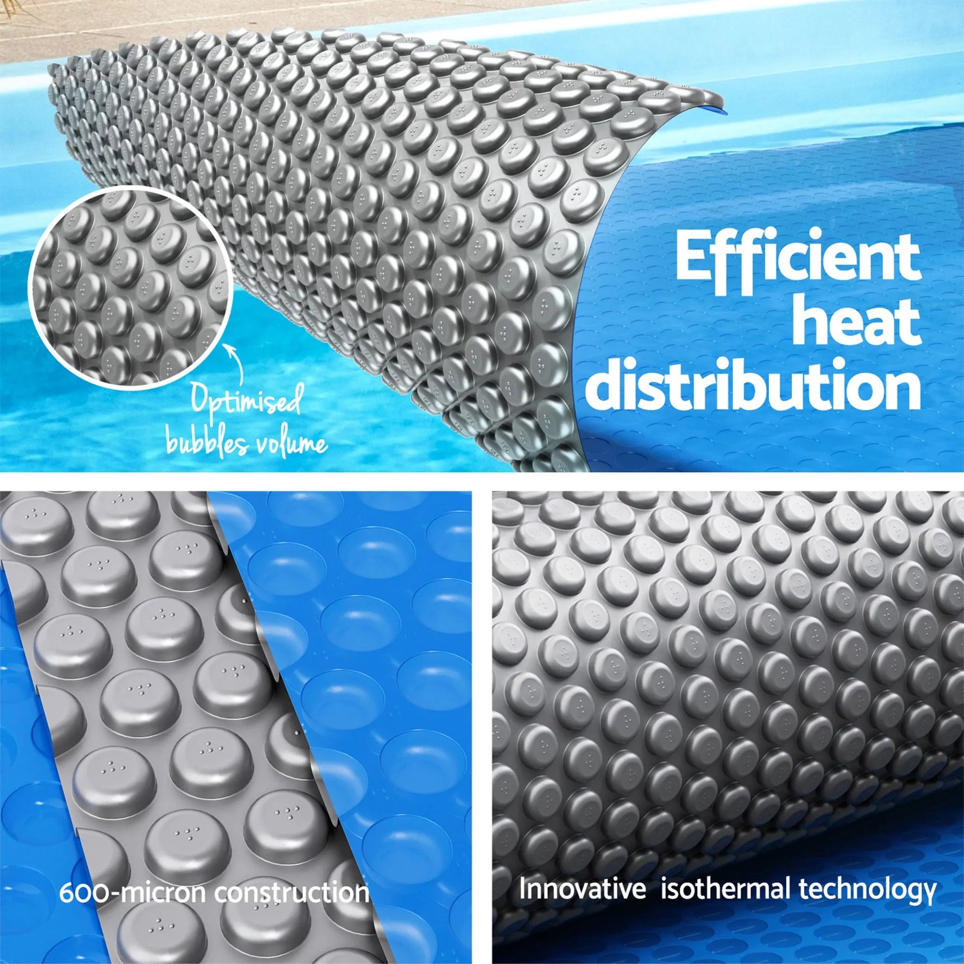 Aqua Buddy Pool Cover 600 Micron 7x4m Bubble Heat Solar Blanket Blue Silver - Image 5