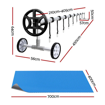 Aqua Buddy Pool Cover 600 Micron 7x4m w/ Roller 4m Swimming Pools Sliver Solar Blanket - Image 2