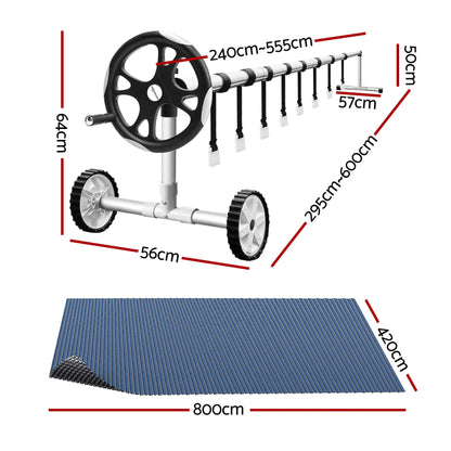 Aqua Buddy Pool Cover 600 Micron 8x4.2m w/ Roller 5.55m Swimming Pools Black Solar Blanket - Image 2