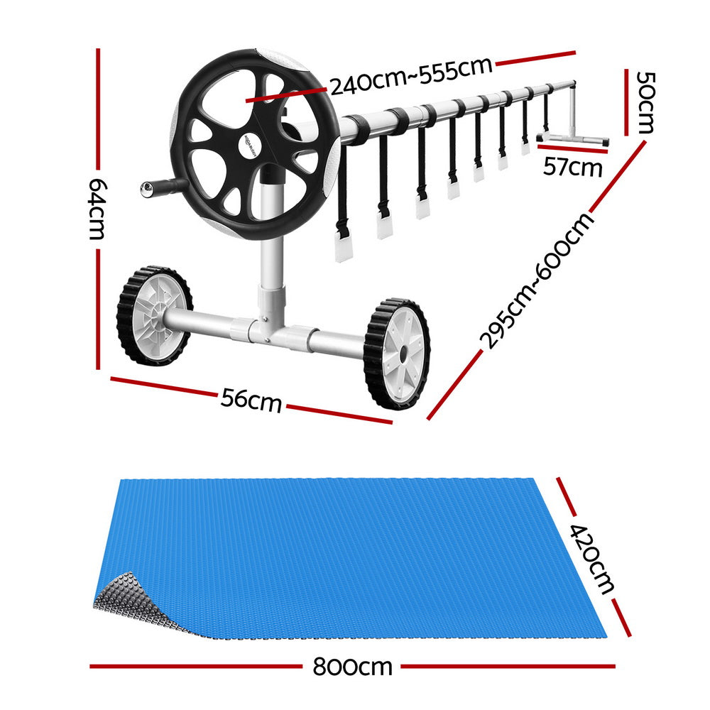 Aqua Buddy Pool Cover 600 Micron Solar Heat Blanket LDPE 8x4.2m w/ 5.55m Roller - Image 2