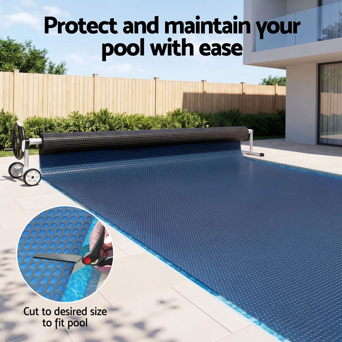 Aqua Buddy Pool Cover 500 Micron 8.5x4.2m w/ Roller 5.55m Swimming Pools Black Solar Blanket - Image 4