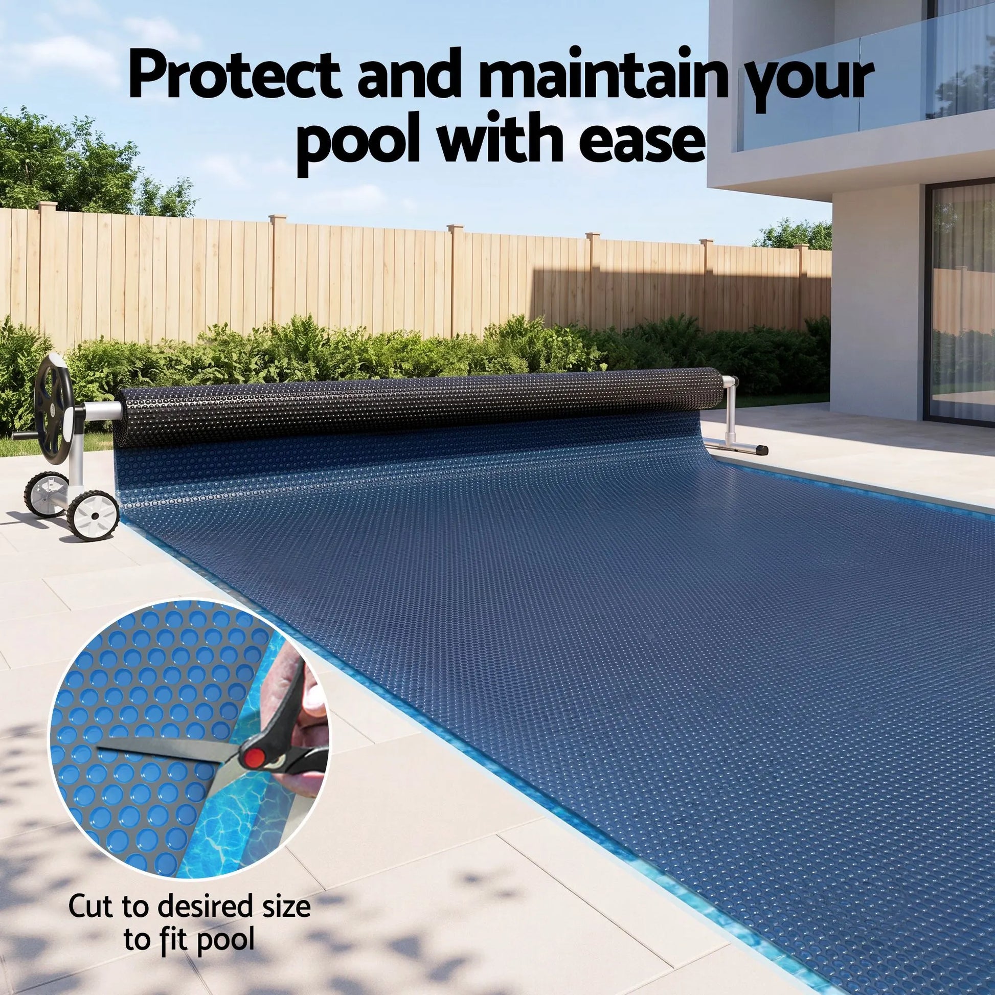Aqua Buddy Pool Cover 500 Micron 8.5x4.2m w/ Roller 5.55m Swimming Pools Black Solar Blanket - Image 4