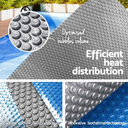 Aqua Buddy Pool Cover 9.5x5m 400 Micron Swimming Pool Solar Blanket Blue Silver - Image 5